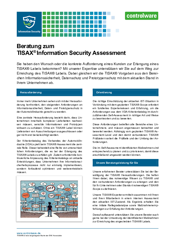 Lösungsbeschreibung: Beratung zum TISAX® Information Security Assessment